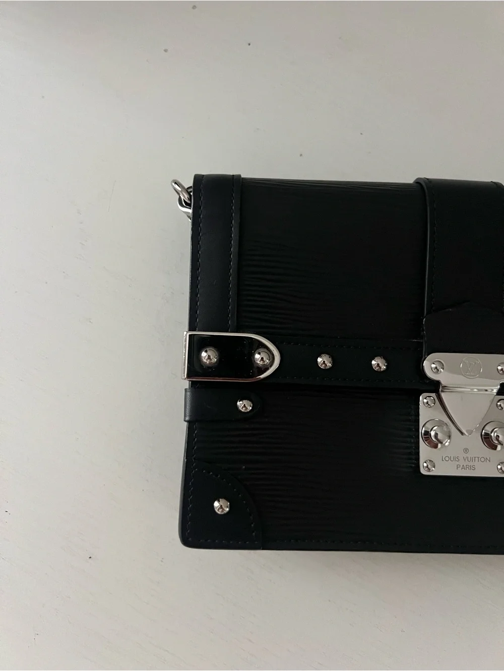 Louis Vuitton Black Epi Leather Messenger Bag with Silver Hardware